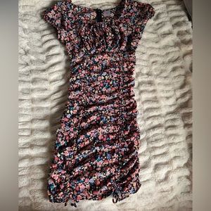 Black floral mini dress/ Blue floral mini dress